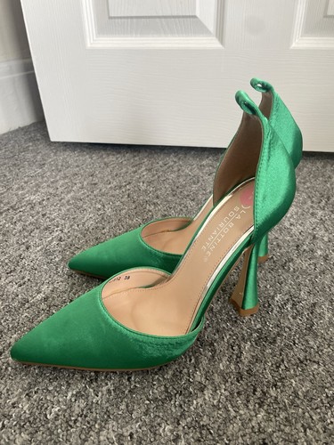 Emerald green satin heels - emerald,