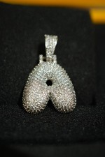 18K White Gold Plated Iced Out Letter A Pendant – Luxury Hip Hop Bling Jewellery