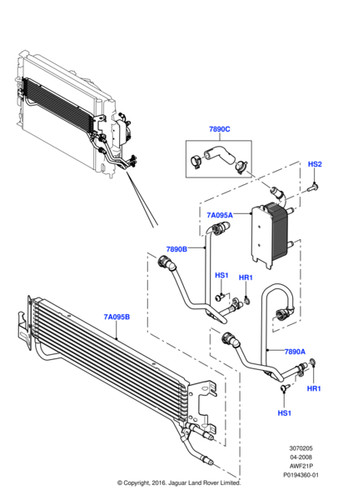 Land rover oil cooler hose - oil,