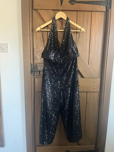Zara black sequin backless - black,