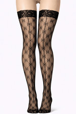 Ladies Black Lace Top Hold-Up