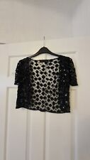 Dorothy Perkins Black Bolero Stye Sequin Top Sizeg2d M