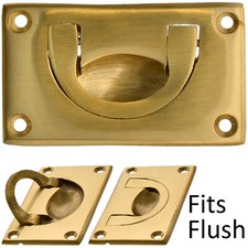 POLISHED SOLID BRASS 70mm WIDE FLUSH PULL DOOR HANDLE Drawer Furniture Rectangle