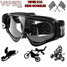 VIPER KIDS YOUTH JUNIOR MOTOCROSS OFFROAD GOGGLES CHILD MX MOTORBIKE RACING BLAC