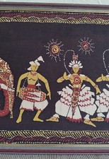 SRI LANKAN BATIK FRAMED PICTURE - KANDY PERAHERA (PROCESSION)- 97cm x 36cm