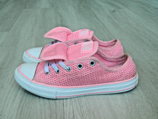 Converse All Star OX Double Tongue Girls Trainers Pink Air Mesh Size 1 / 33