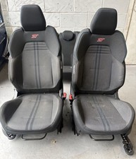 Ford Fiesta St Mk8 Recaro Complete Set Of Seats Blue Stitch Black And Grey Cloth