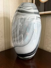 murano purple white marbled swirl large glass vase statement