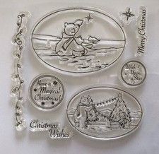 Christmas Wishes polar bears scene stars phrase Winter Wonder clear stamp set