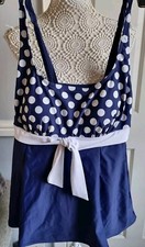 Bon Marche Blue White Spotted Strapped Full Swimsuit Dignity Skirted 18