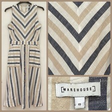 WAREHOUSE Stripe Cotton Dress