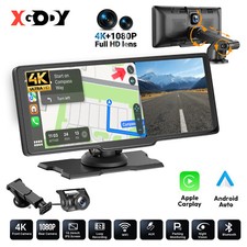 4K 10.26" Touch Screen Car Wireless Apple CarPlay Android Auto DVR Dual Dash Cam