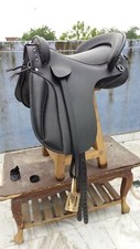 Spanish Horse saddle leather buffalo black color on drum dye finished 18" inch