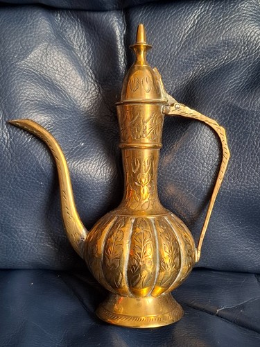 Vintage solid brass teapot - brass,