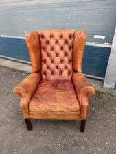 Stunning Aniline Leather Chesterfield Wingback Armchair Please Read Description
