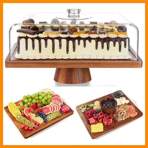 Acacia wood cake - wood, stand