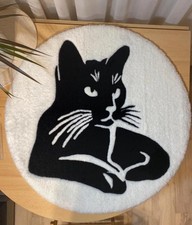 Cute Black & White Cat Round