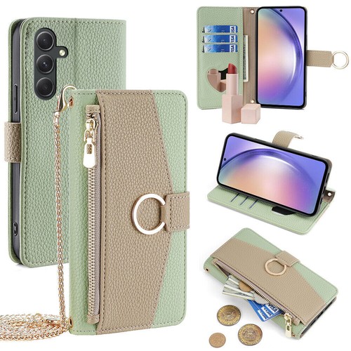 Leather zipper wallet phone - leather,