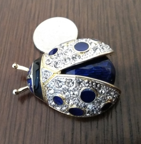 Vintage blue enamel ladybird - enamel,