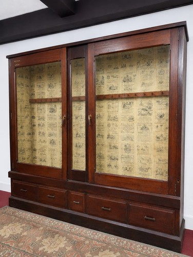 Antique wood glass display - antique,