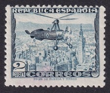 SPAIN 1935 Autogyro 2p Dull Blue (Sky Unshaded) SG 779 MH/* (CV £40)