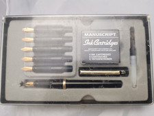 Vintage Manuscript Calligraphy Pen Set, Fountain Pen and Nibs and two cartridges