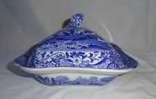 Lovely Blue & White Spode Italian Square Lidded Vegetable Tureen / Covered Dish