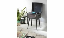 Bush Wooden Turntable Vinyl Record Player Retro + Legs & Bluetooth - Black (NEW)