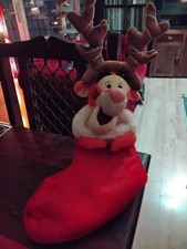 Vintage Winnie The Pooh Tigger Disney Reindeer Christmas Stocking - No Tags 