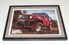 Framed Land Rover Red Defender D90 Soft Top Photo from Land Rover Monthly