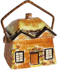 Ye Olde Cottage Biscuit Barrel Cookie Jar 1950s England Vintage Cottageware