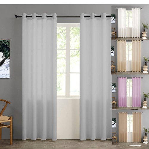 Pair plain voile - (x2), eyelet