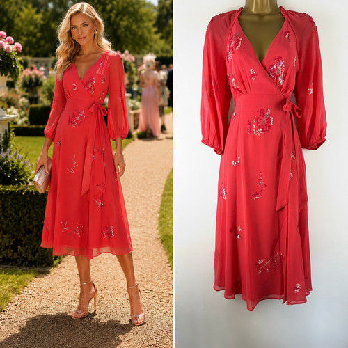 Monsoon coral wrap dress - monsoon,