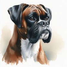 BOXER DOG Watercolour ART PRINT DOG Lover GIFT Christmas Birthday Present