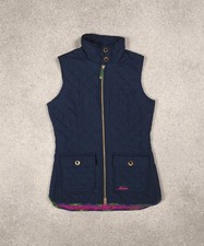 Musto Quilted Puffer Gilet Jacket Navy Blue Tartan Women Size 10