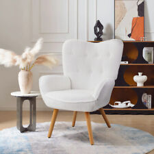 Upholstered Teddy Velvet Wing Back Buttoned Armchair Accent Chair Lounge Sofa UK