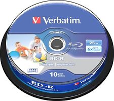 10 Verbatim Blu-Ray Blank Discs 6x Speed 25GB Capacity - Printable