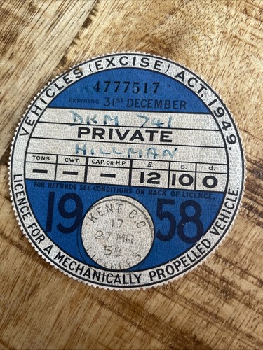 Old vintage tax disc december - vintage,