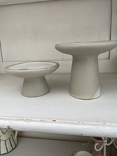 Mrs Hinch Candle Holder Two Tone Ceramic Mushroom Round Large and Small Set of 2