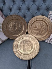 3 Vintage Heavy Brass Embossed