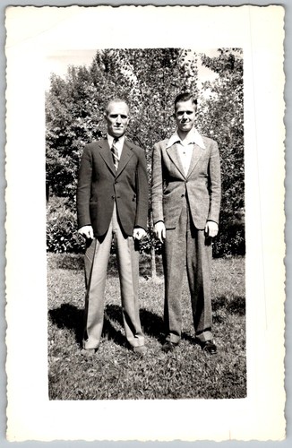 Vtg snapshot two men in - b&w,