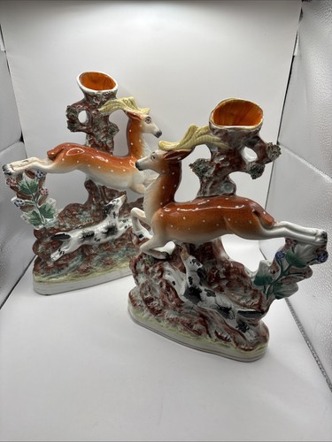 Pair deer spill vases - pair,