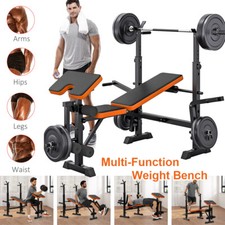 600lbs Weight Bench Adjustable Bench Press Set with Squat Rack Olympic Workout