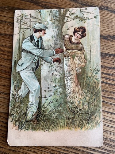 Old french postcard romantic - postcard,