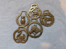 Set Of 5 Vintage Horse Brasses Equestrian Collectables Brass