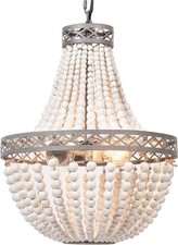 Modern Farmhouse, Bohemian Wooden Beaded Pendant Light