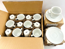 Whiteware Rounded Square Saucer & Cup Set x 12 - Olympia - Brand New Boxed - E27