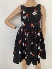 KATE MOSS TOPSHOP  Black Cotton Floral Mini Dress UK 10 EU 38 US 6 PERFECT RARE