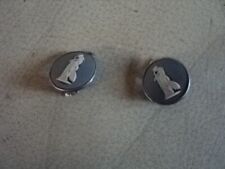 Vintage Wedgwood Earrings Sterling Silver Round Blue Jasper Wear Cameo 1970's