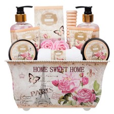 10 Piece Ladies Stylish Chic British Rose Body & Bath Spa Gift Set Metal Box
